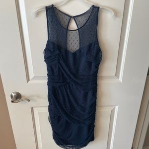 Navy Blue Swiss Dot Dress